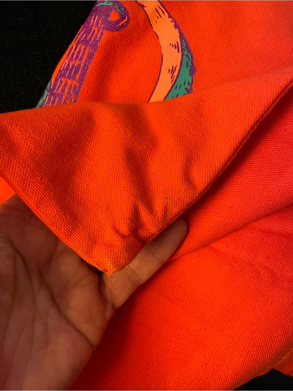 Out of Print Orange Canvas Tote with Black Label - Picture 5 of 7